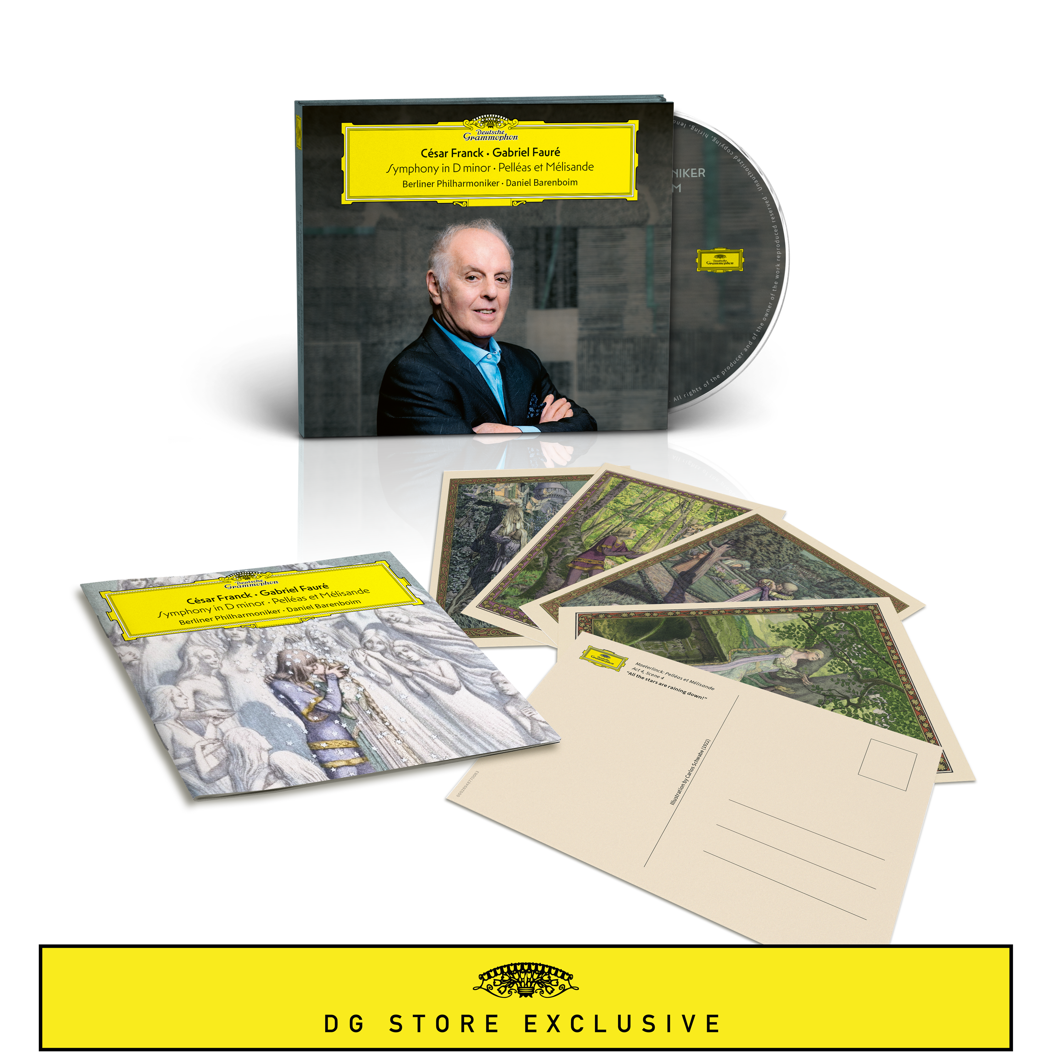 Daniel Barenboim César Franck: Symphony D minor / Gabriel Fauré: Pelléas et Mélisande CD + 5 limitierte Art Postcards 383036