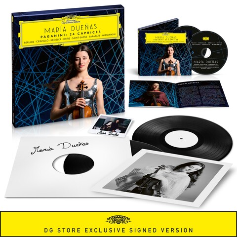 Paganini: 24 Caprices von María Dueñas - Limitierte Fan Box inkl. 2 LP White Label + 2 CD + Sammlerstücke jetzt im Deutsche Grammophon Store