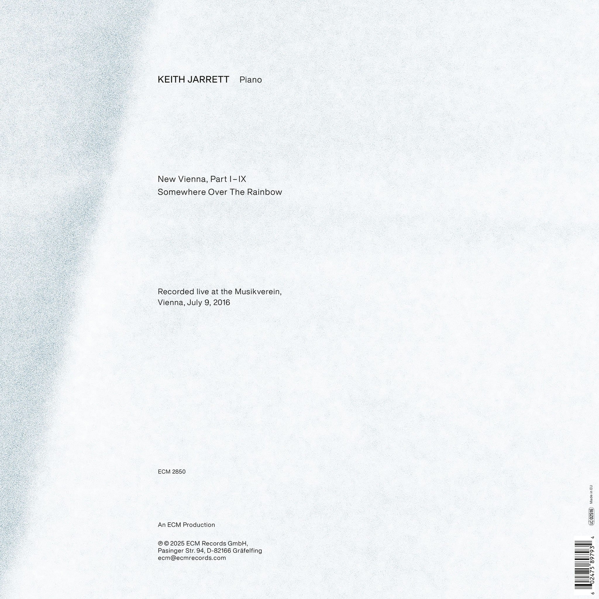 独2LP Keith Jarrett New Vienna (At The Musikverein, 2016) ECM2850 ECM 未開封 /00660 New Vienna - Deutsche Grammophon